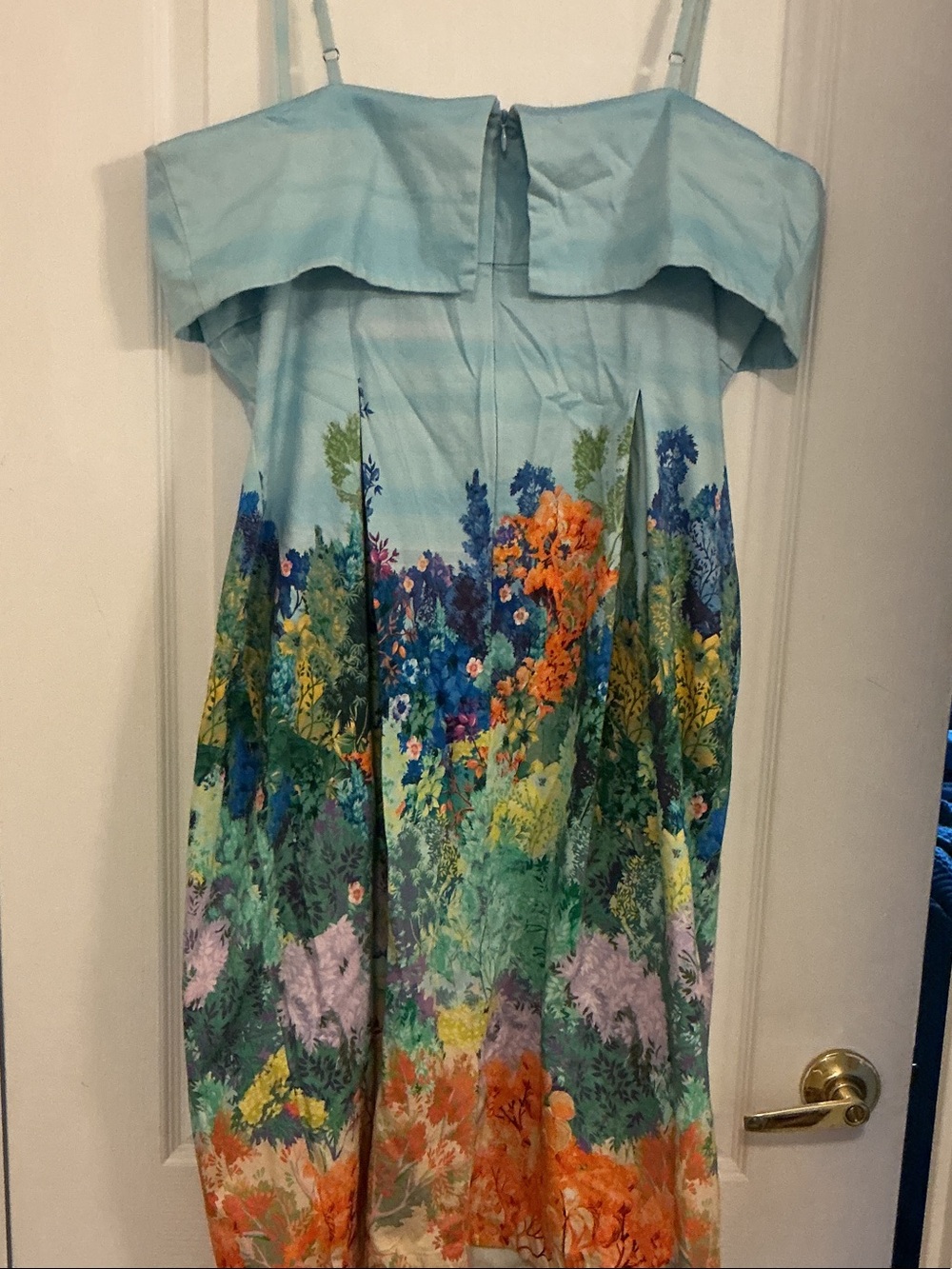 Anthropologie Light Blue Floral Print Midi Dress - Picture 5 of 7
